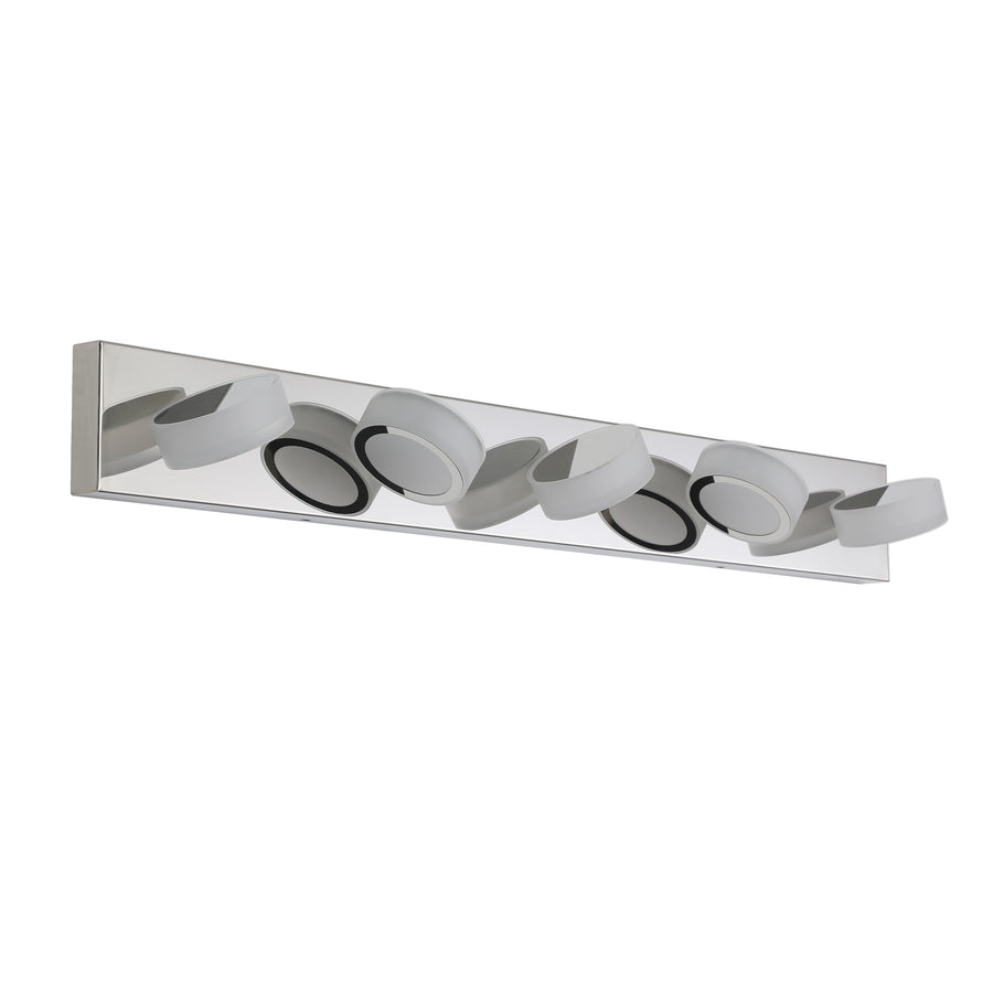 Modern 5-Light LED Vanity Light Bar, Acrylic Shade, Chrome, 37 in. for Bathroom