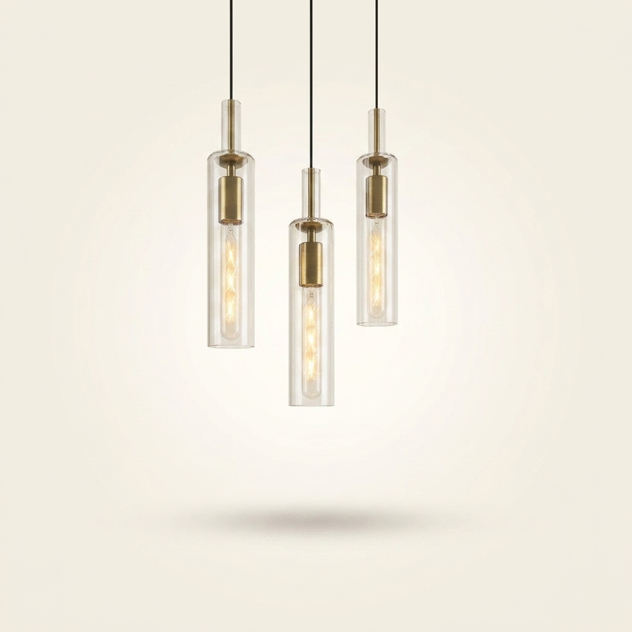 Gold Pendant Light, Modern Brass-Tone Ceiling Fixture