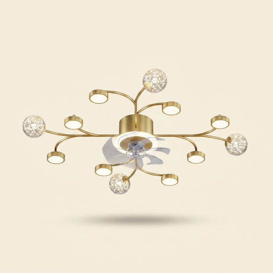 Smart LED Ceiling Fan Light with Remote, 21 or 39 in., Black or Gold on a warm cream background