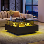 Modern LED Coffee Table with Sliding-Drawer Storage
