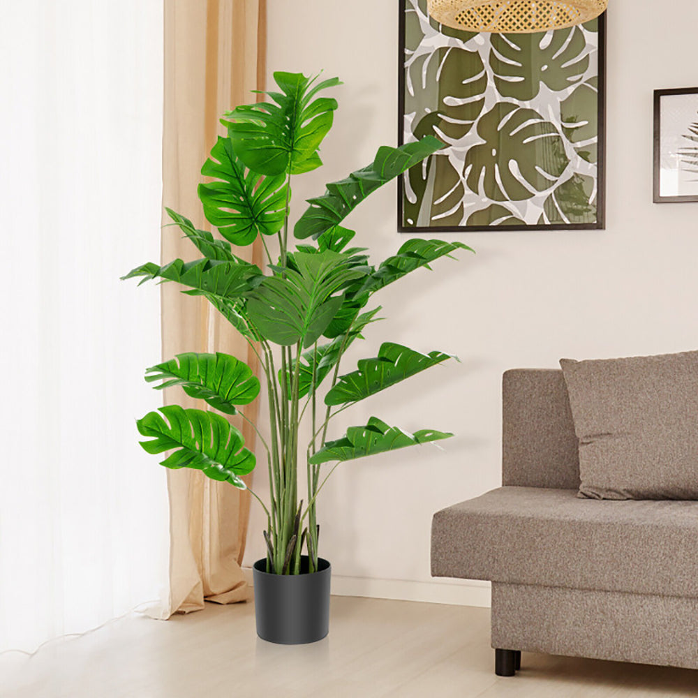 5 Feet Artificial Tree Faux Monstera Deliciosa Plant For Home Indoor A