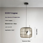 Art Glass Bedside Pendant Light, Smoke Gray, Clear or Cognac