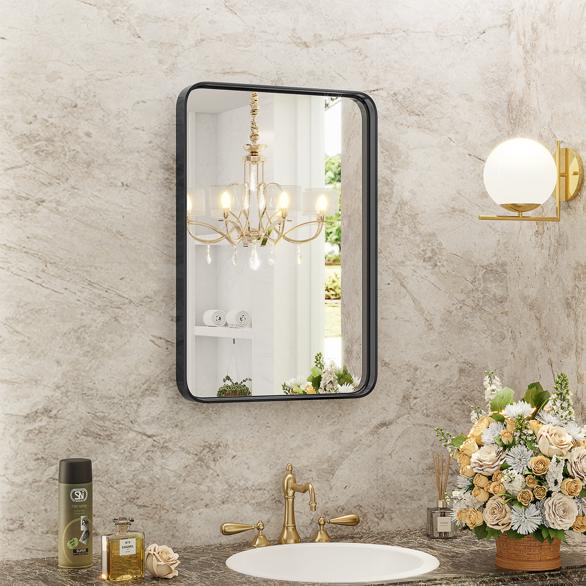 Rectangular Wall Vanity Mirror, 29.5 x 21.6 in. Bathroom Decor for Bathroom Vanity — detail view