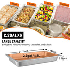 6 Pack Steam Table Pans 20.9 X 12.8 X 2.6 Inch Deep Steam Table Pan Fu