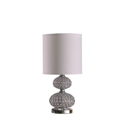 Retro Crystal-Inspired Metal Table Lamp, Modern Design, Silver, 24 in. for Living Room — detail view