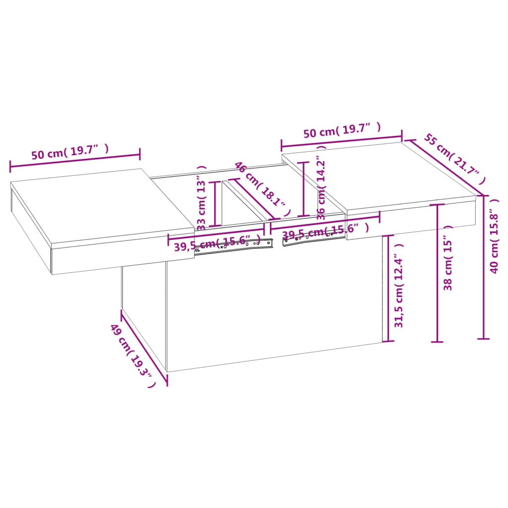 White Coffee Table with Hidden Storage, 39 in
