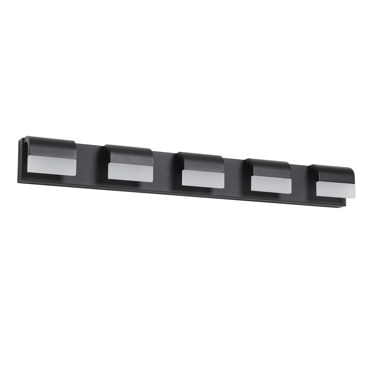 Modern 5-Light LED Bathroom Vanity Light, Black Metal Wall Sconce for Over Mirror — detail view 2