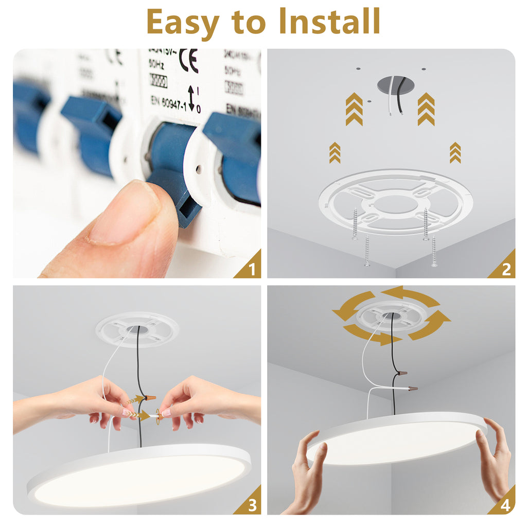 White Adjustable Color LED Flush Mount Ceiling Light, 12 in., 2880 Lumens, Set of 6