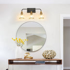 23 Modern 3-Light Vanity Wall Sconce - Black And Gold Bathroom Light F