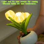 Tulip Flower LED Table Lamp with Vase, Modern Desktop Night Light