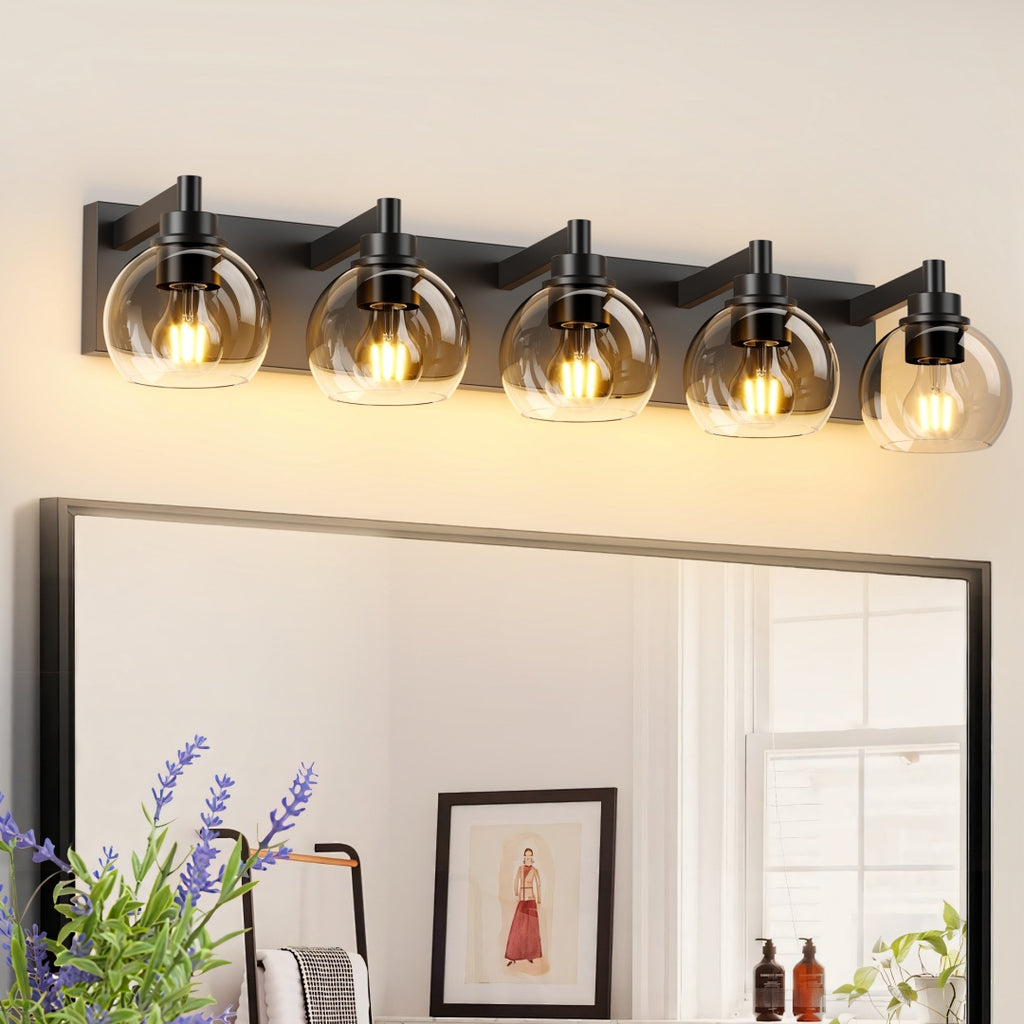 Bathroom Light Fixtures Over Mirror 5-Lights Bathroom Vanity Light Wit
