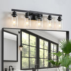 31 Modern Black 5-Light Bathroom Vanity Light Fixture
