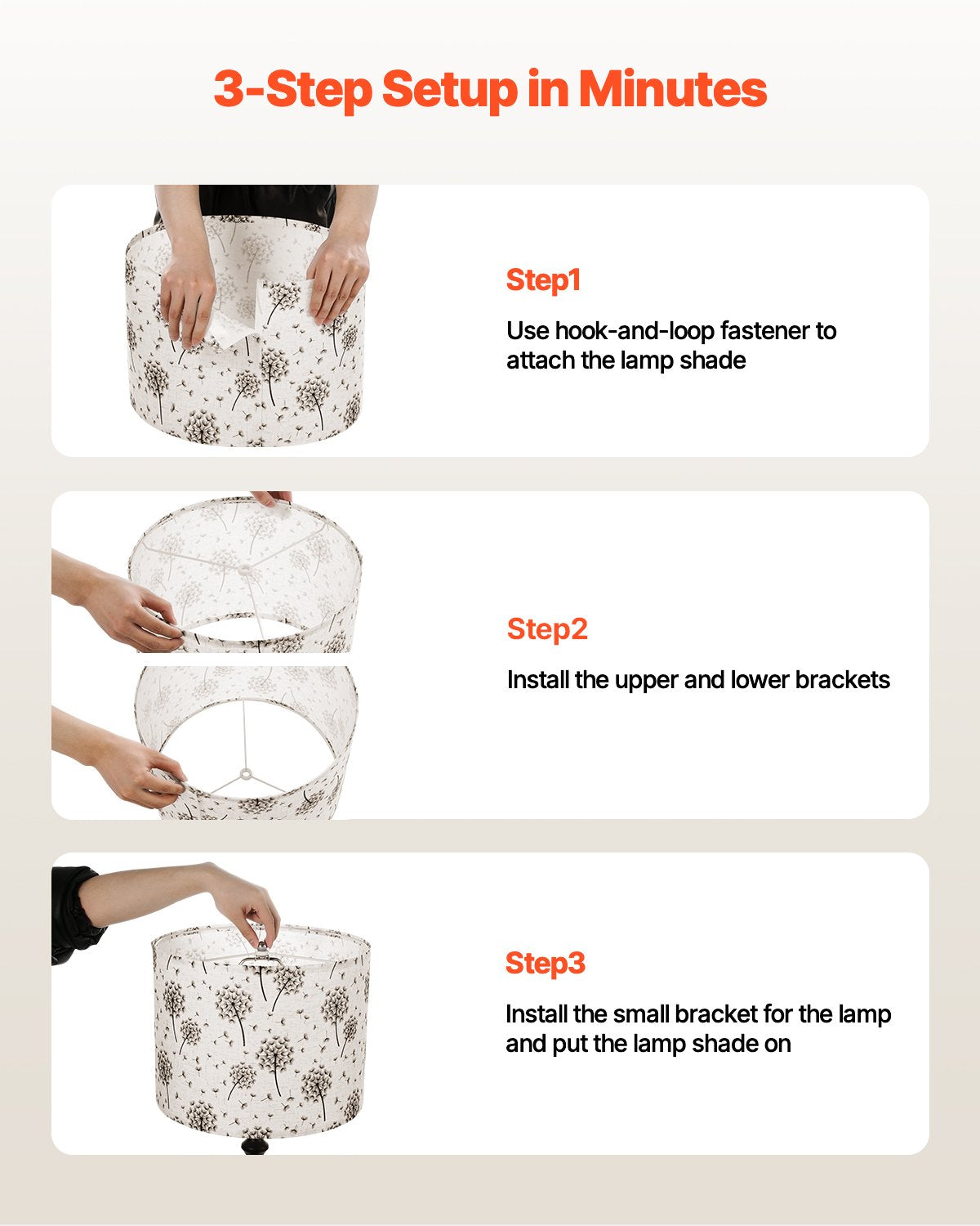 Linen Drum Lamp Shade, Light-Softening Diffuser, Set of 2 for Table Lamp — detail view 4