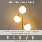 Modern 3-Light Tree Floor Lamp with Adjustable Globe Shades, Black