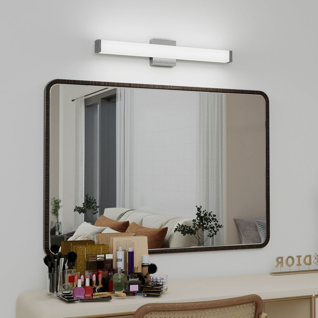 Bathroom Vanity Light Brushed Nickel Square LED 25 Inch 14W 6000K Cool