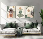 Boho Abstract Canvas Wall Art, Framed 12 x 16 Inch, Set of 3