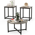 3-Piece Coffee and End Table Set, Round and Square