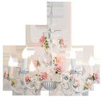 French Wrought Iron Floral Chandelier, 3, 6 or 8 Lights