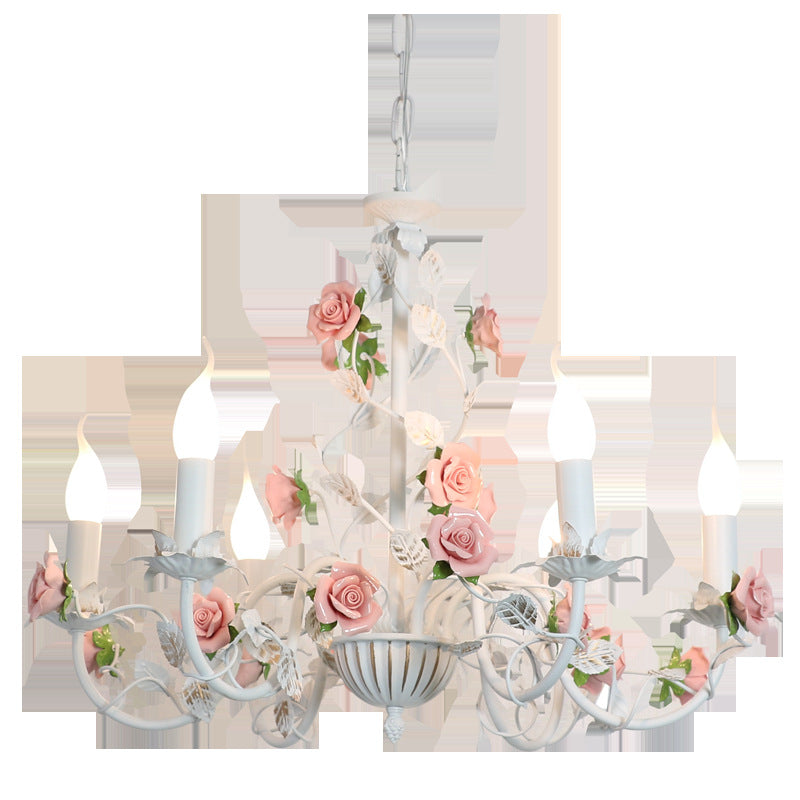 French Wrought Iron Floral Chandelier, 3, 6 or 8 Lights