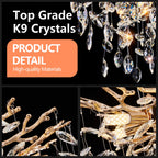 7-Light Gold Tree Branch Crystal Chandelier, 18 In. Wide