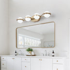 28in Golden Minimalist LED Bathroom Vanity Light With Crystal Sand Acr