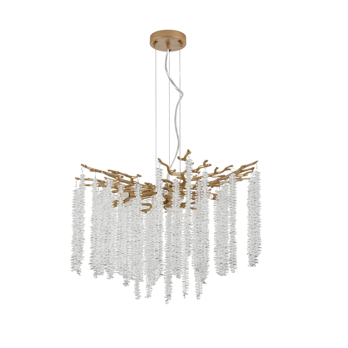 Gold Crystal Pendant Light with Cascading Strands, 24 Inch — detail view 2