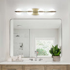 28in Golden Minimalist LED Bathroom Vanity Light With Crystal Sand Acr