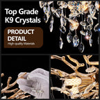 Gold Crystal Tree Branch Chandelier, Modern Luxury Pendant Light Fixture
