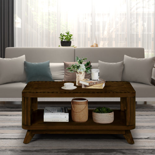 Rectangular Wood Coffee Table, Natural Grain