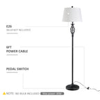 Vintage Metal Table & Floor Lamp Set, White Fabric Shade, Set of 3