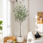 Artificial Olive Tree, Faux Potted Silk Floor Plant, Tall Indoor Tree