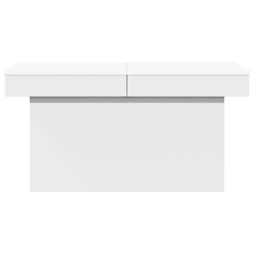 White Coffee Table with Hidden Storage, 39 in