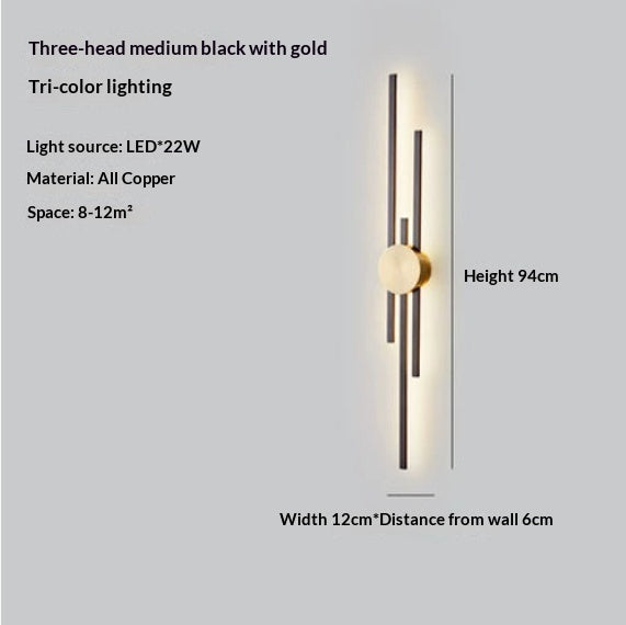 Full Copper Linear Wall Sconce, 25 to 48 in Lengths