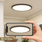 Black LED Flush Mount Ceiling Light Fixture, Easy-Install, Set of 4