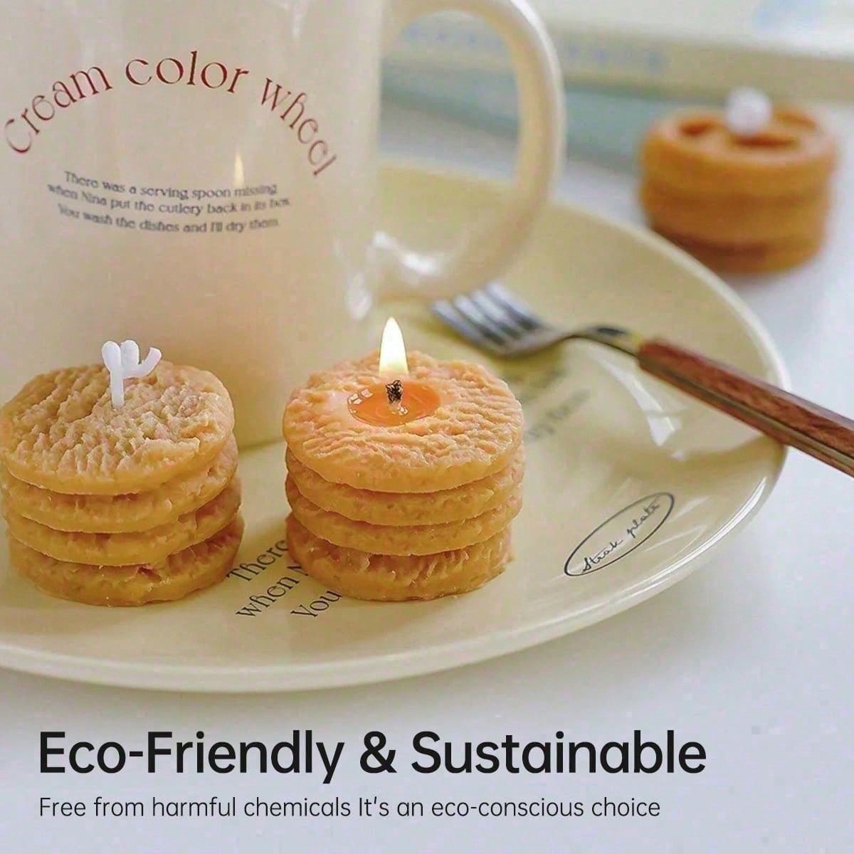 Cookie Shape Scented Candle Set 4PCS Coffee & Milk Aroma For Home Deco