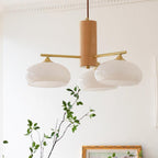 Cream Log-Style Glass Chandelier, Metal Frame, 3 or 5 Light