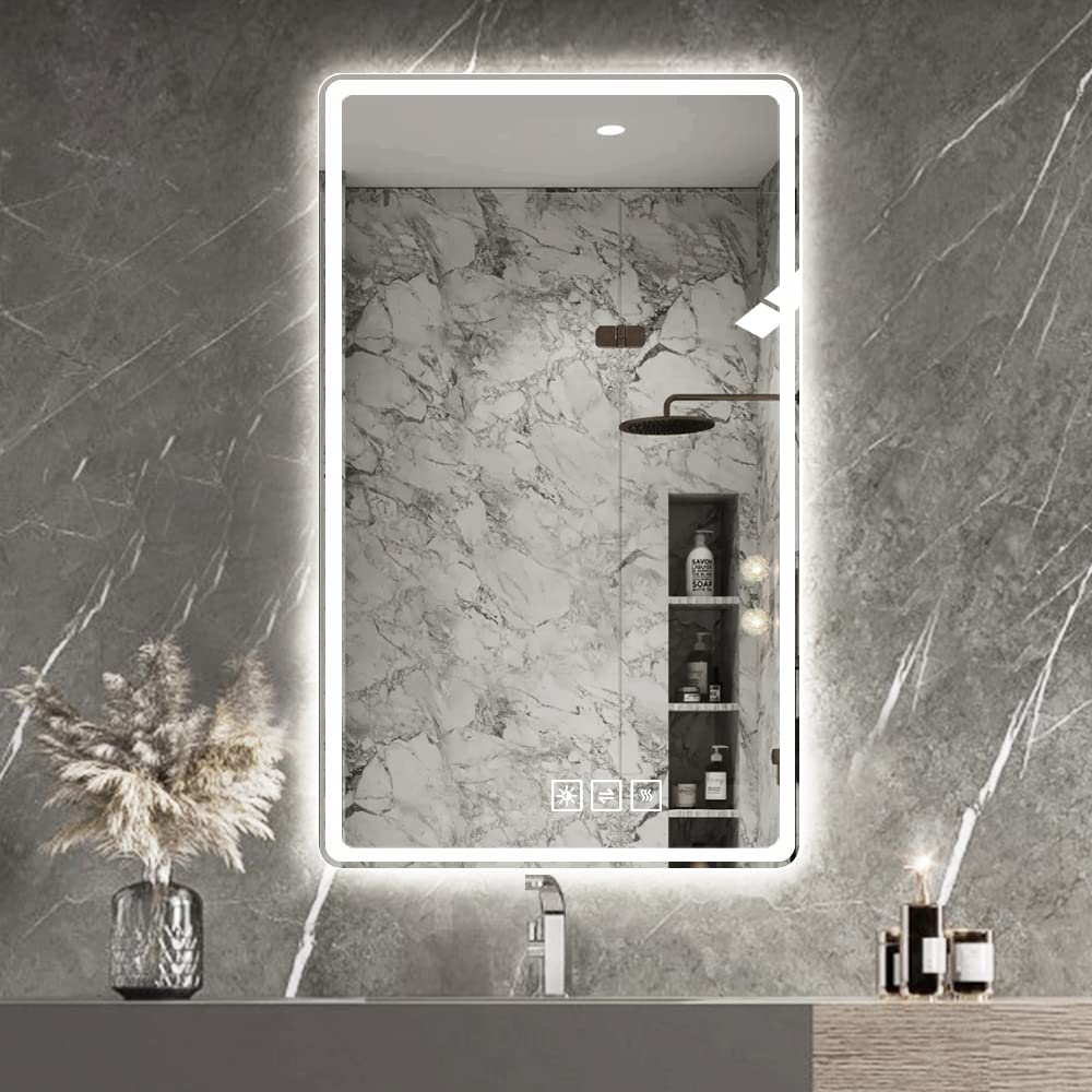 LED Bathroom Vanity Mirror, Front-Lit Anti-Fog Frameless Makeup Mirror, Wall-Mounted, 40 x 32 in. — detail view 2