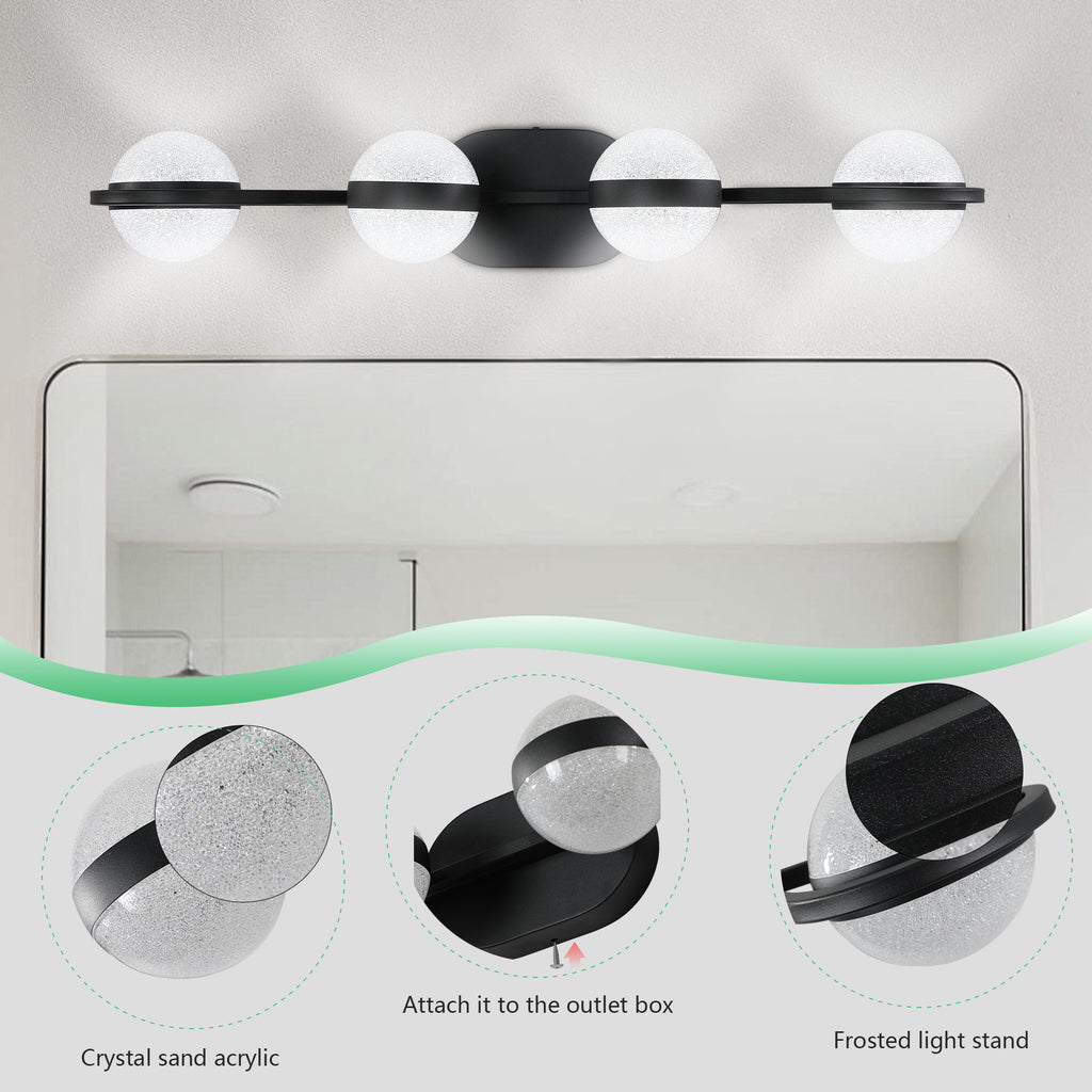 Same As W1340P143677 L2001-B-4 30 Black Minimalist LED Bathroom Vanity
