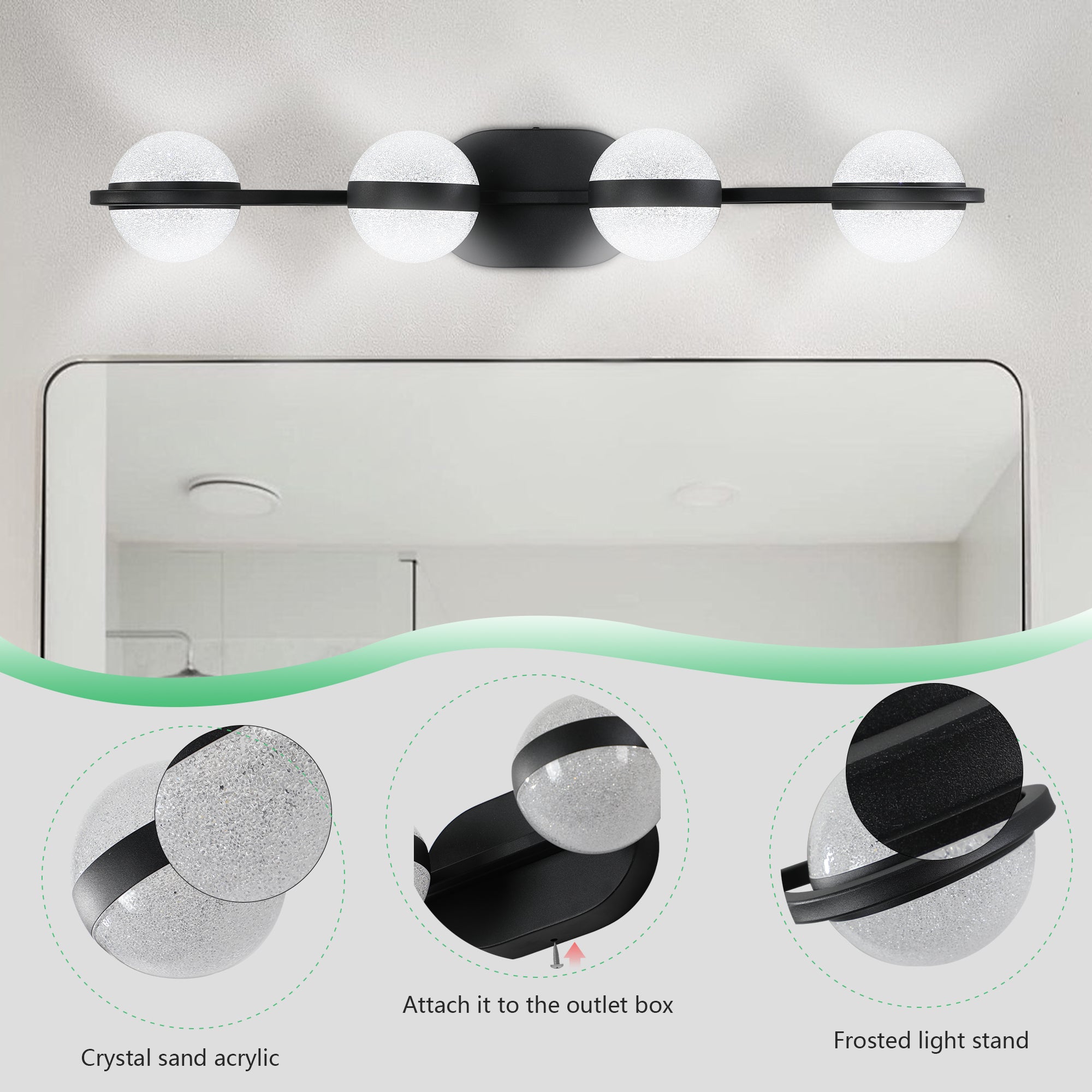 Same As W1340P143677 L2001-B-4 30 Black Minimalist LED Bathroom Vanity