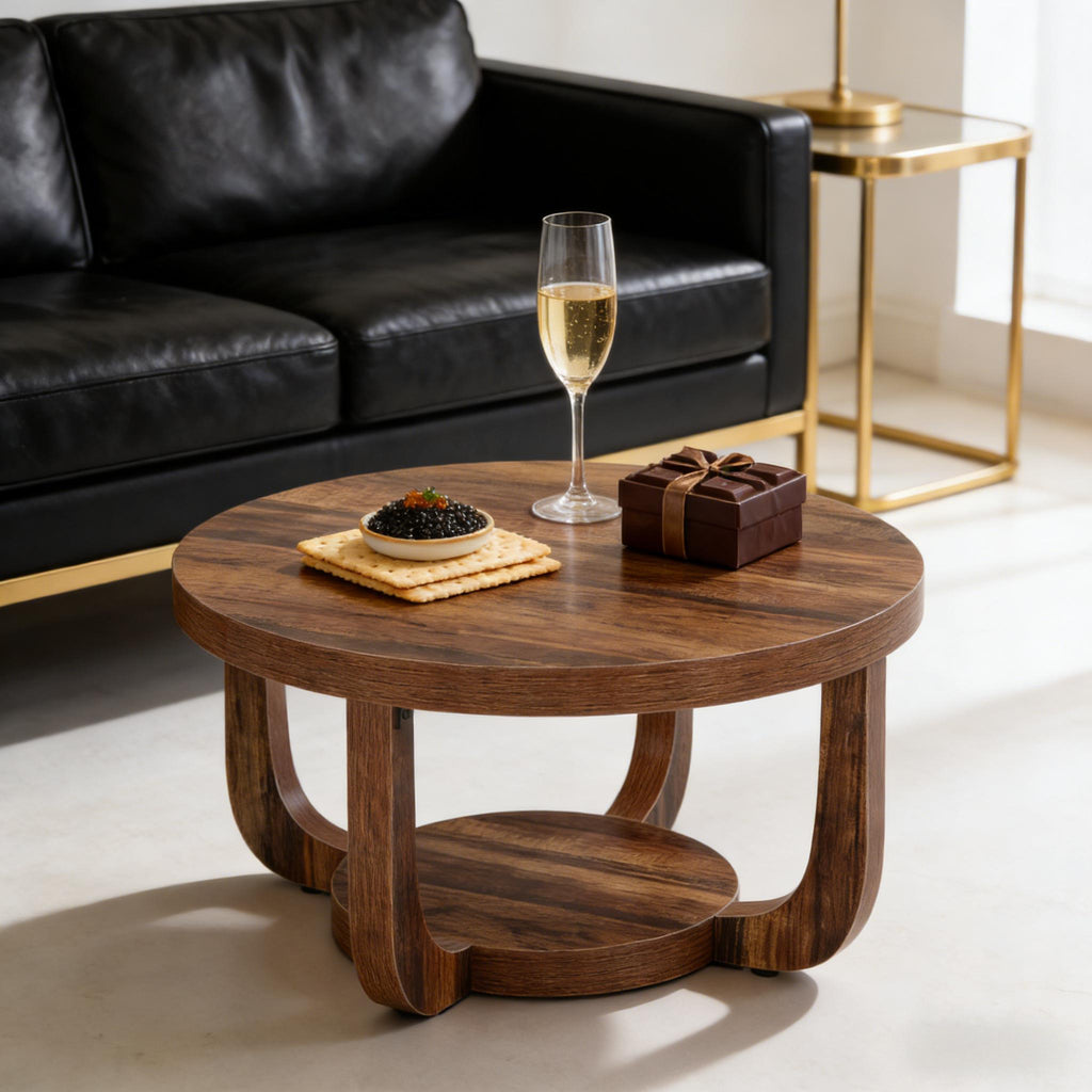 Two-Tier Round Center Table, Curved Modern Silhouette