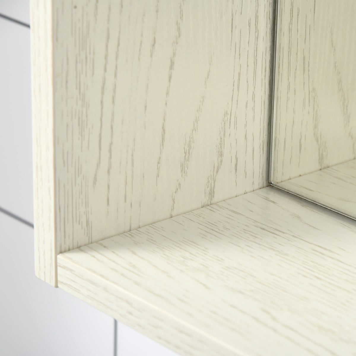 Bathroom Medicine Cabinet with Mirror Door, Wall-Mounted Storage, White, 24.75 x 25.5 in. — detail view 4