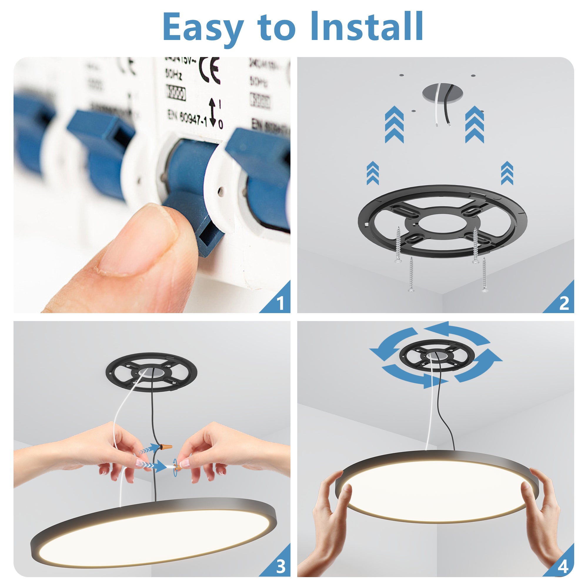 Dimmable LED Flush Mount Ceiling Light, Ultra-Thin 12 in. Design, Set of 6
