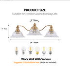 24 Inch 3-Light Vintage Bathroom Wall Sconce - Elegant Golden Metal An
