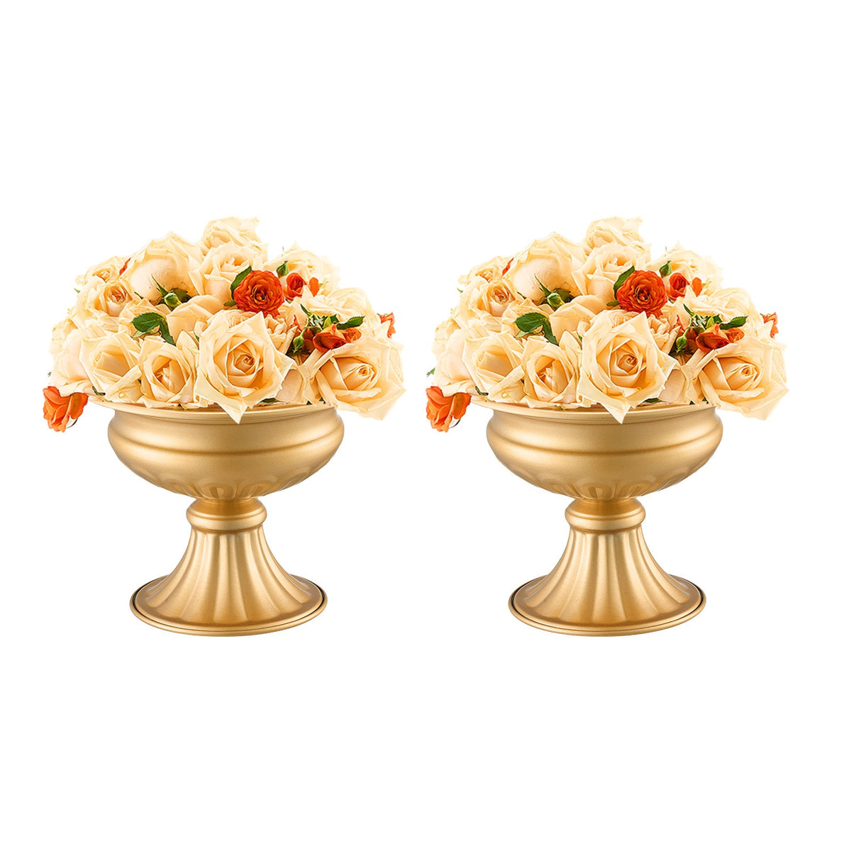 Gold Metal Wedding Flower Vase, Vintage Floral Stand, 6.3 in, Set of 10 for Table Centerpiece — detail view 2