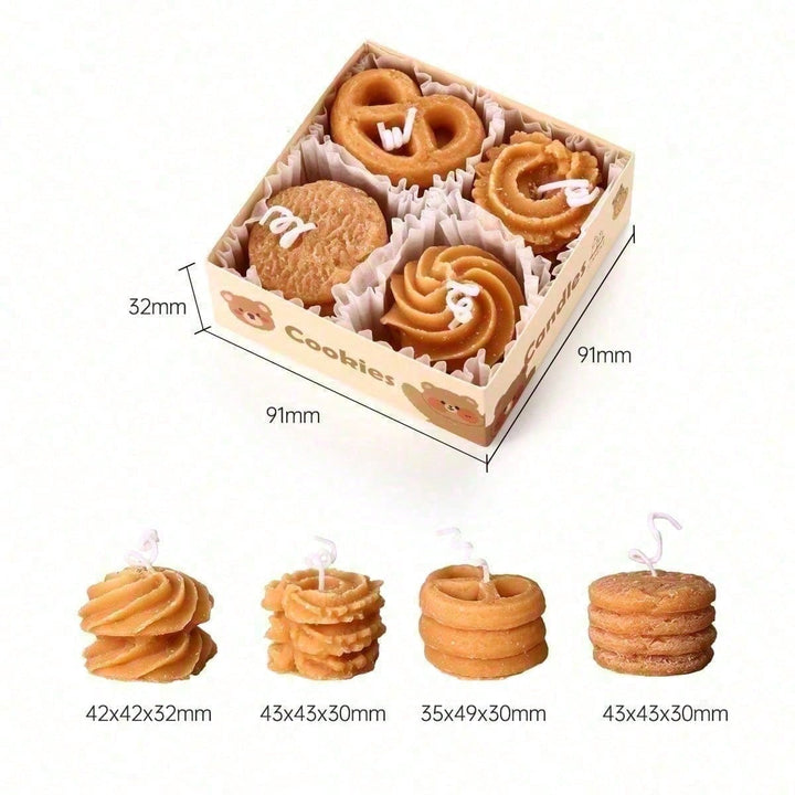 Dimension diagram for Cookie-Shaped Soy Wax Scented Candles, Coffee and Milk Aroma, Set of 4 for Home Decor