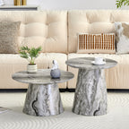 Nested Round Coffee Table Set, Grey Veneer