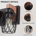 31 Industrial Vintage 5-Light Wall Sconce - Black Cage Wall Lighting F