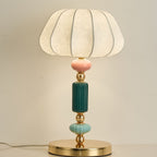 Danish Pastel Ceramic Table Lamp, Ribbed Fabric Shade