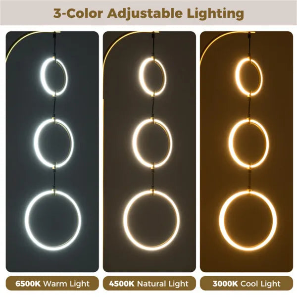 Modern 3-Circle LED Floor Lamp, Dimmable, 3 Color Temperatures
