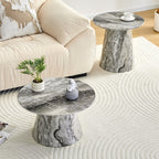 Nested Round Coffee Table Set, Grey Veneer
